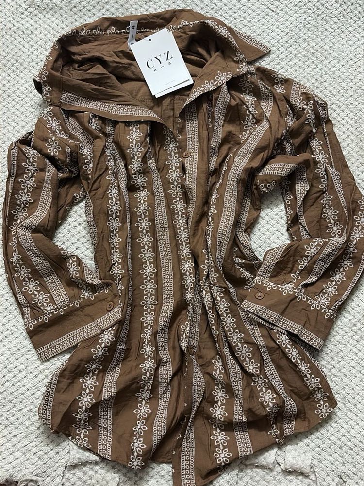 Ethnic Brown Embroidere co-ord set