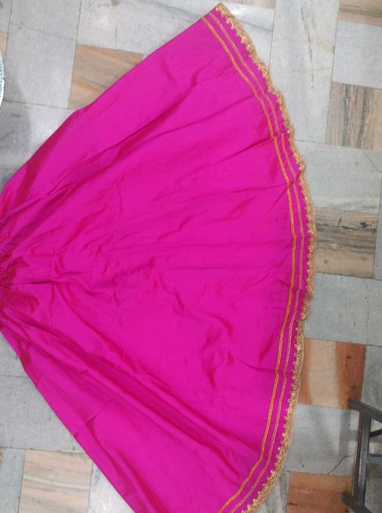 Vibrant Pink Ethnic Skirt with Gold Trim