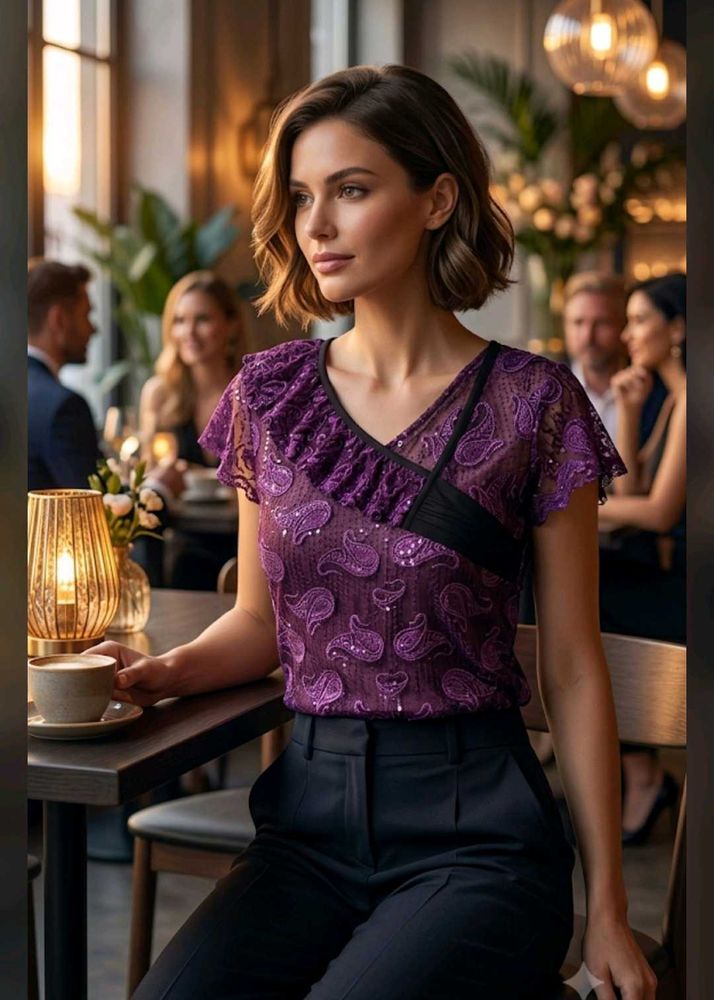 Stylish Purple Lace Top