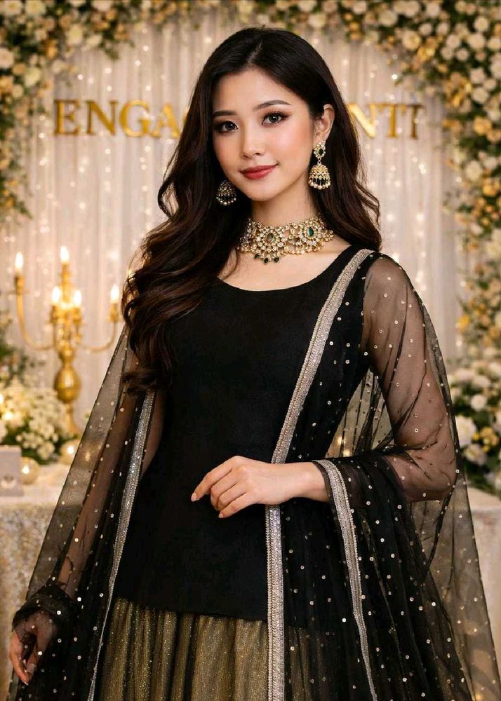 Elegant Black &amp; Gold Indian Outfit