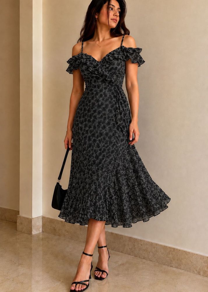 Chic Off-the-Shoulder Floral Wrap Dress