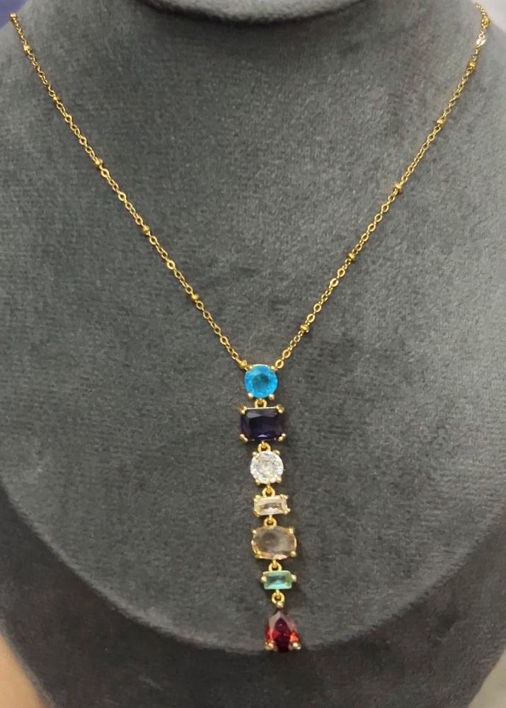 Multicolored Long Gemstone Neck chain