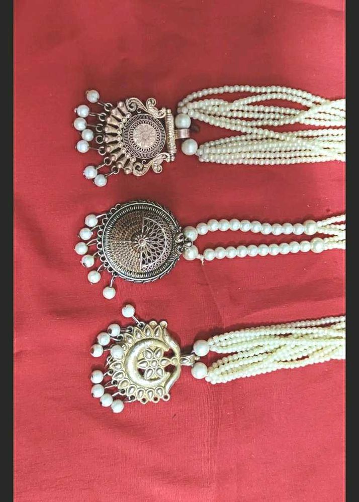 Elegant Pearl &amp; Antique Finish Necklace Set