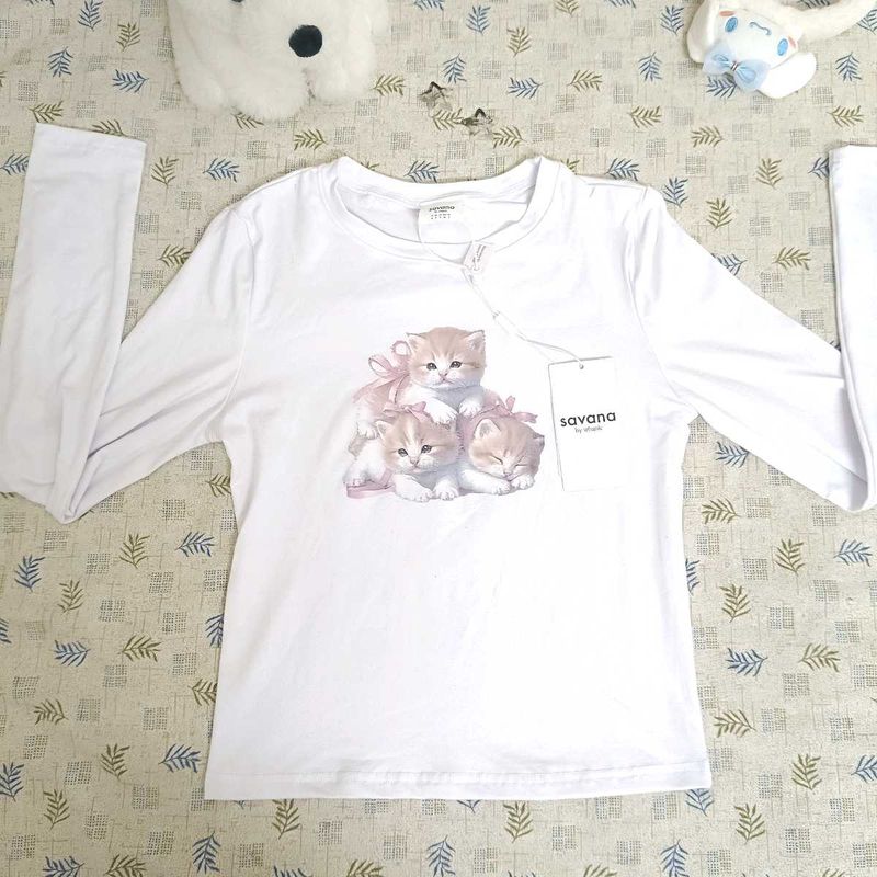 Cute Kitten Graphic Pullover T-shirt