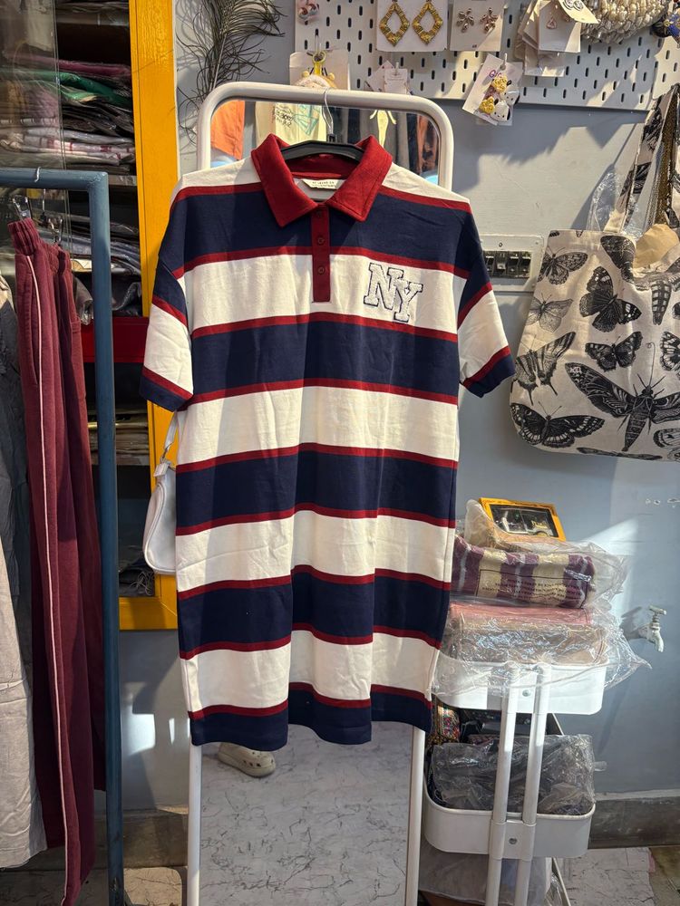 Striped Polo Dress with NY Logo