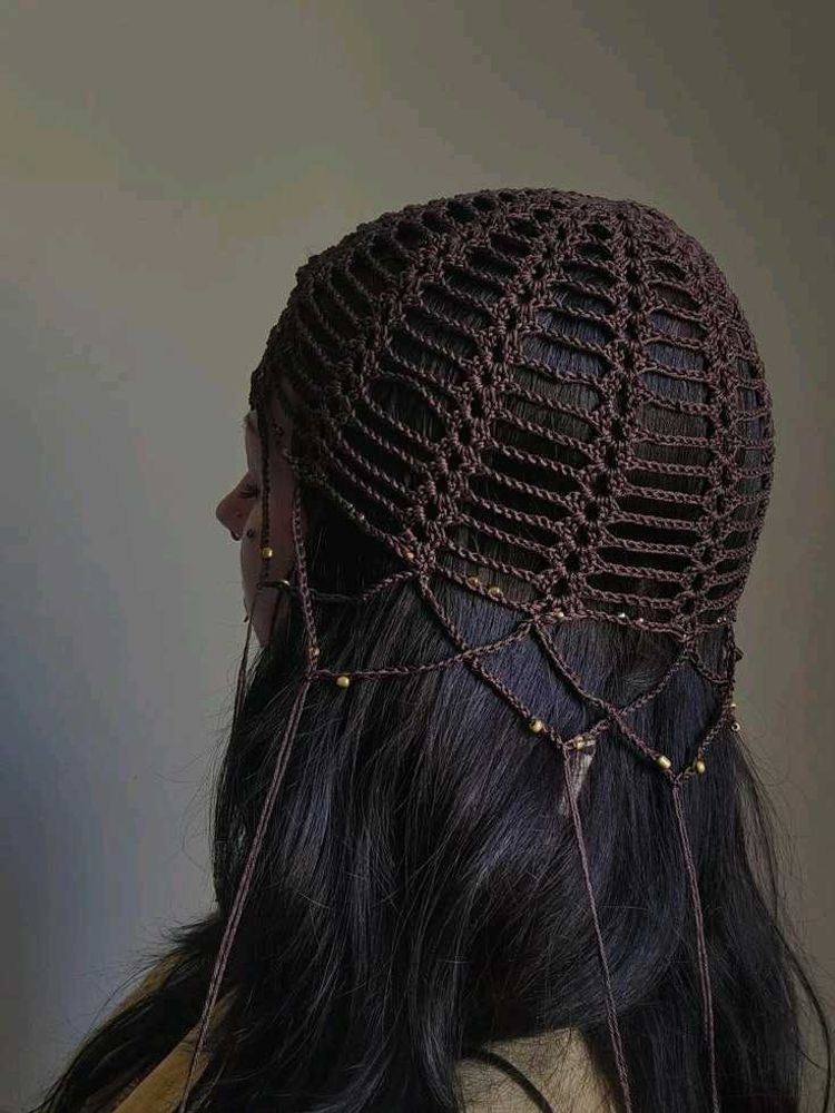 Boho Crochet Hair Net with Beads