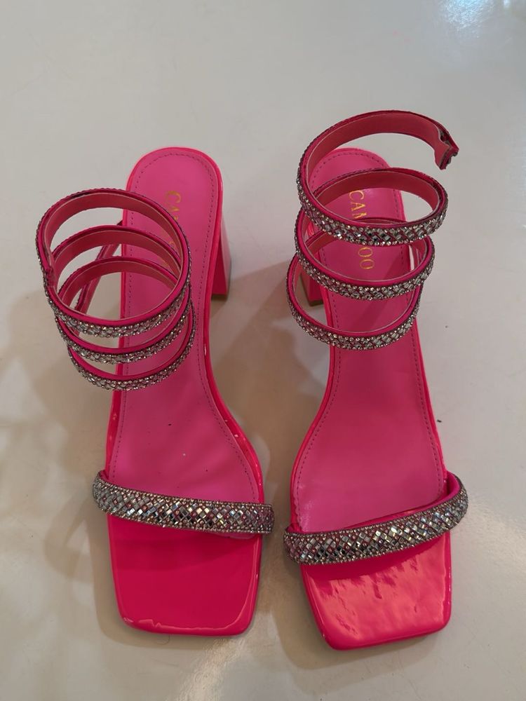 Chic Rhinestone Spiral Heels