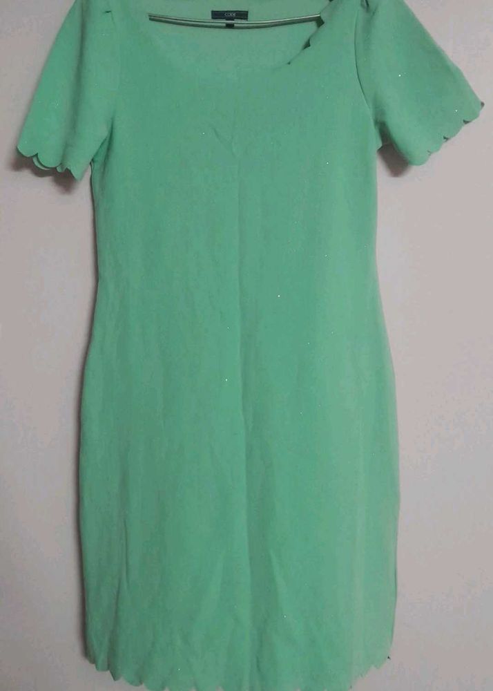 Women Solid Green Sparkly Sheath Dress