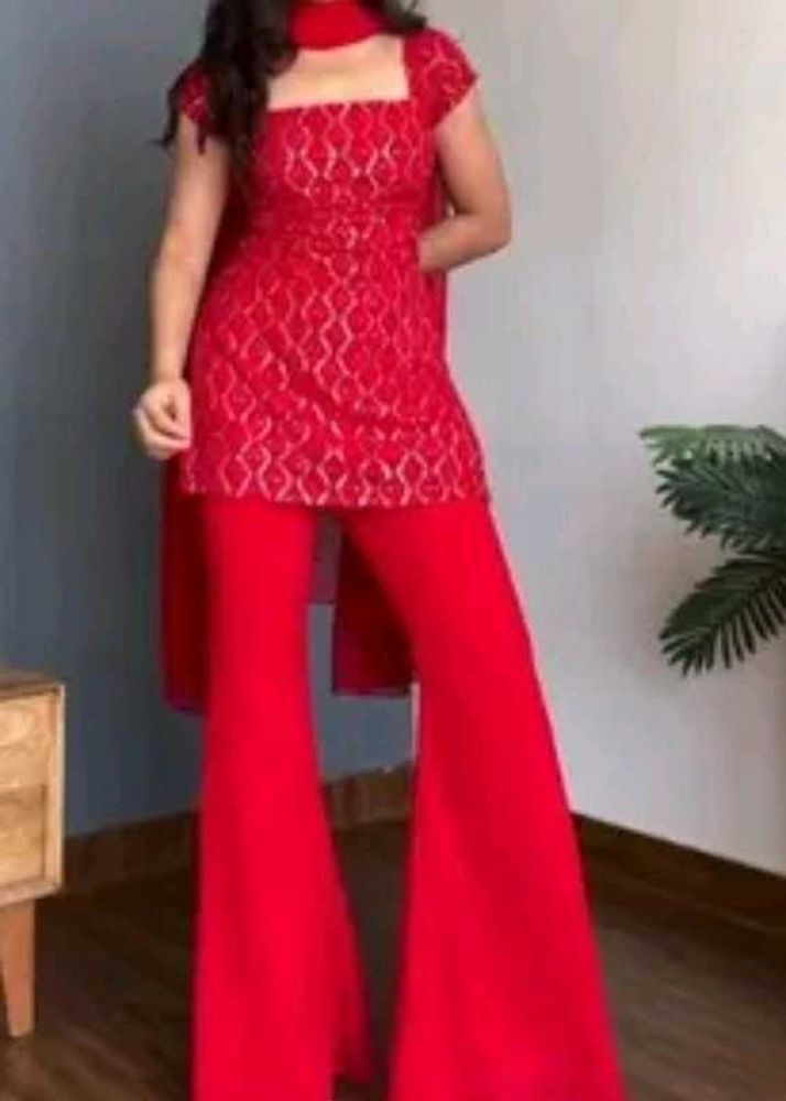 Vibrant Red Ethnic Kurta Set