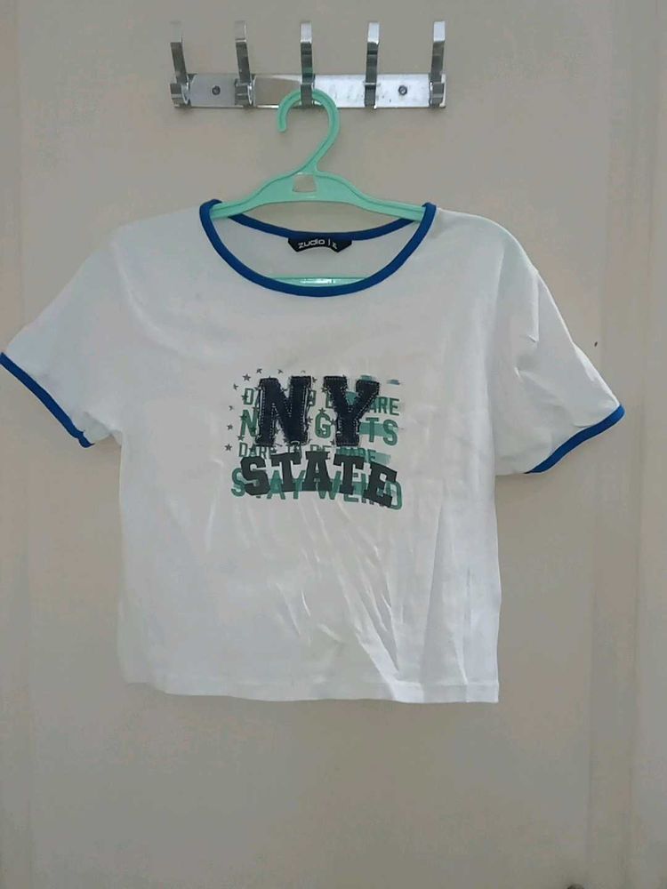 White NY State Graphic Cop Top