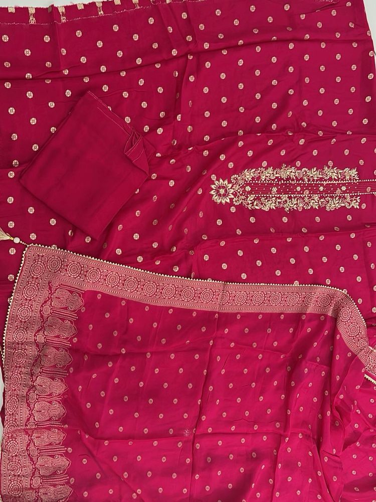 Rani colour silk suit handwork with beautif