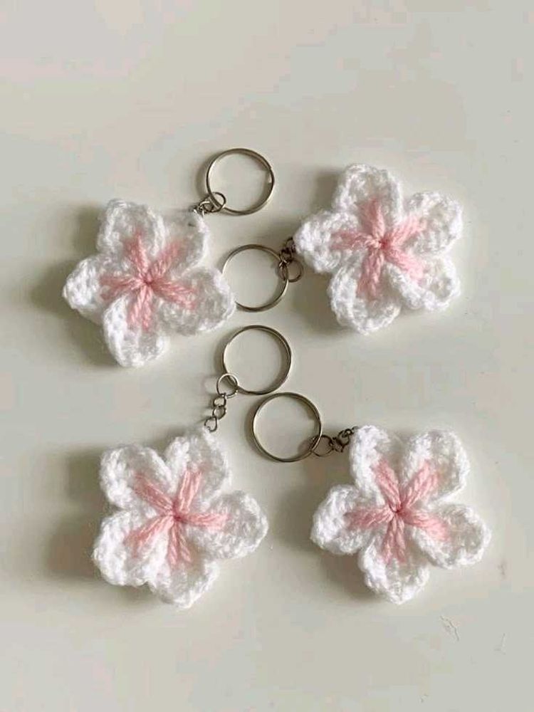 Handmade Crochet Flower Keychains