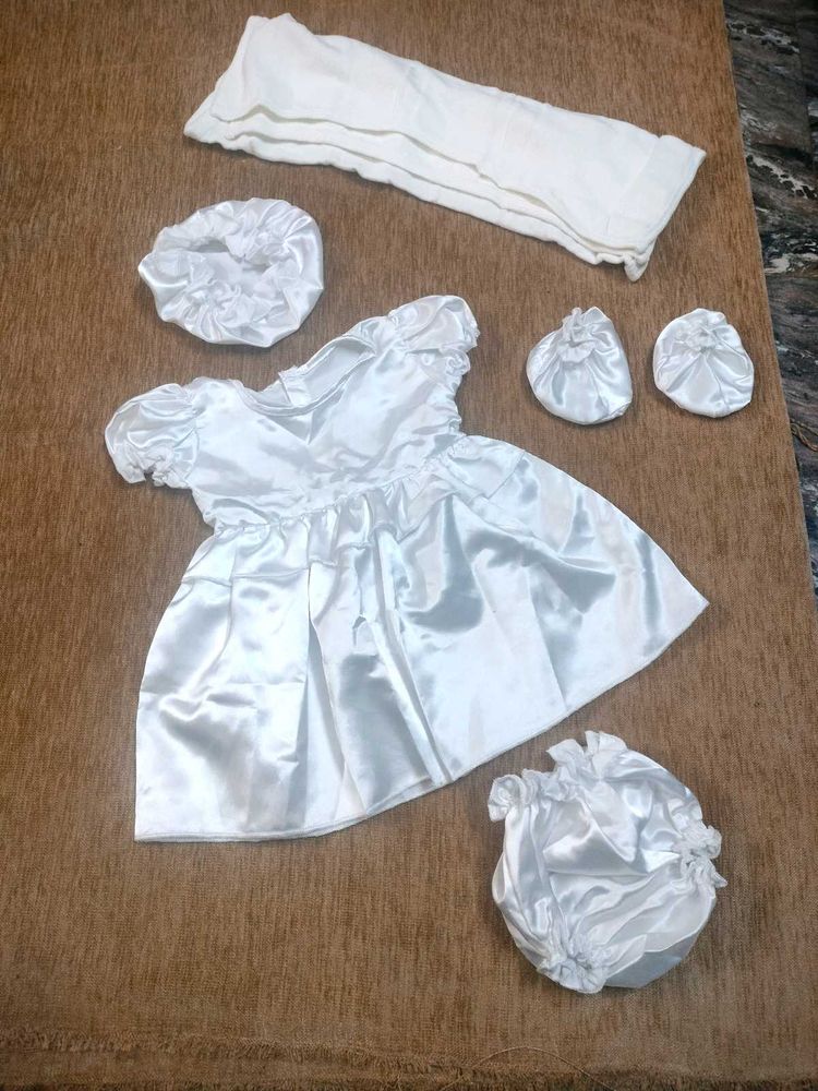 Baby Girls White Christening/Party Dress Set