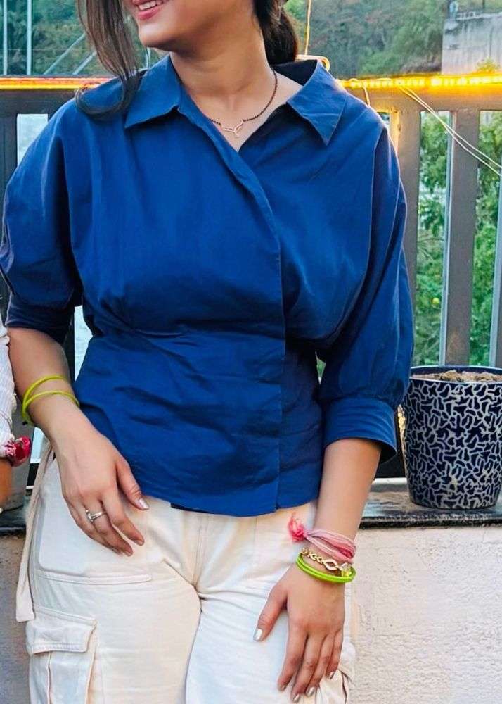 Stylish Blue Wrap Top