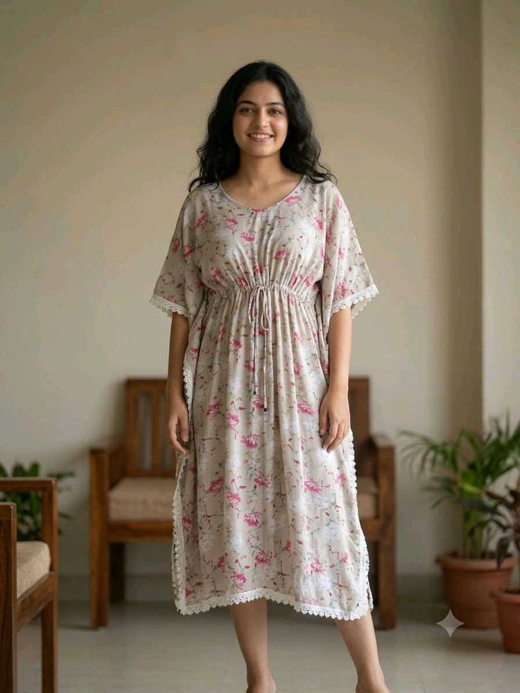 Floral Print Kaftan Dress