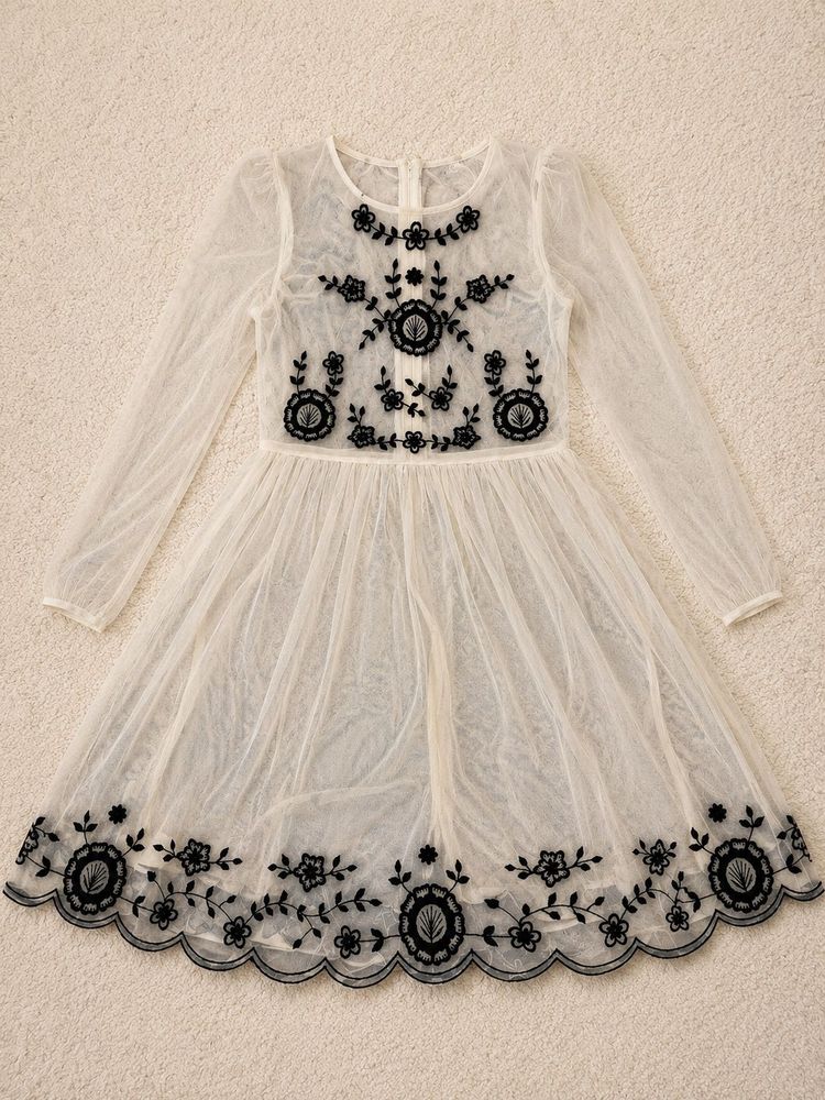 🌸Sheer embroidered mini dress ✨