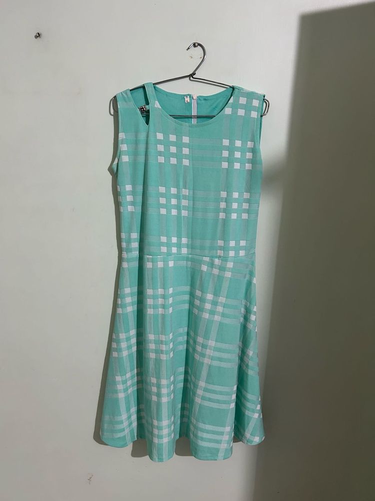 Cute Mint Plaid Skater Dress