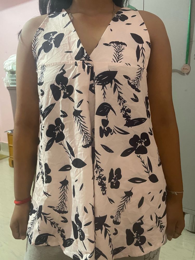Cute Floral Print Sleeveless Top