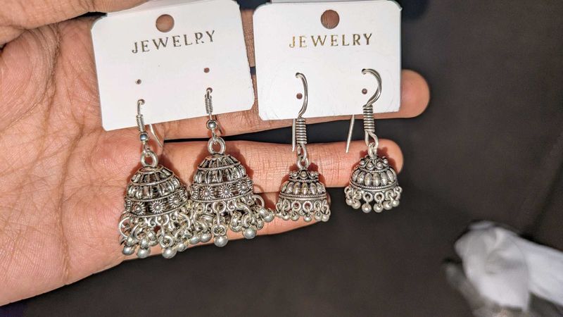 Oxidized Jhumka Earrings Set