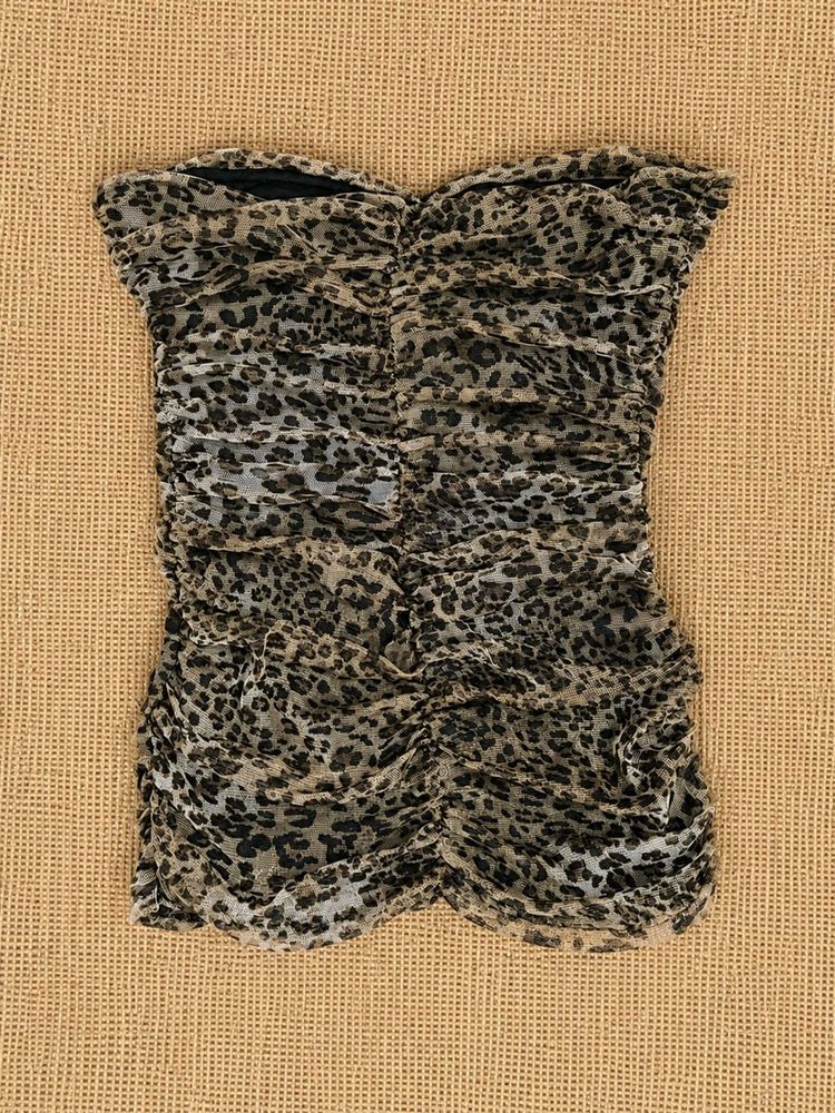 Sheer Ruched Leopard Print Top