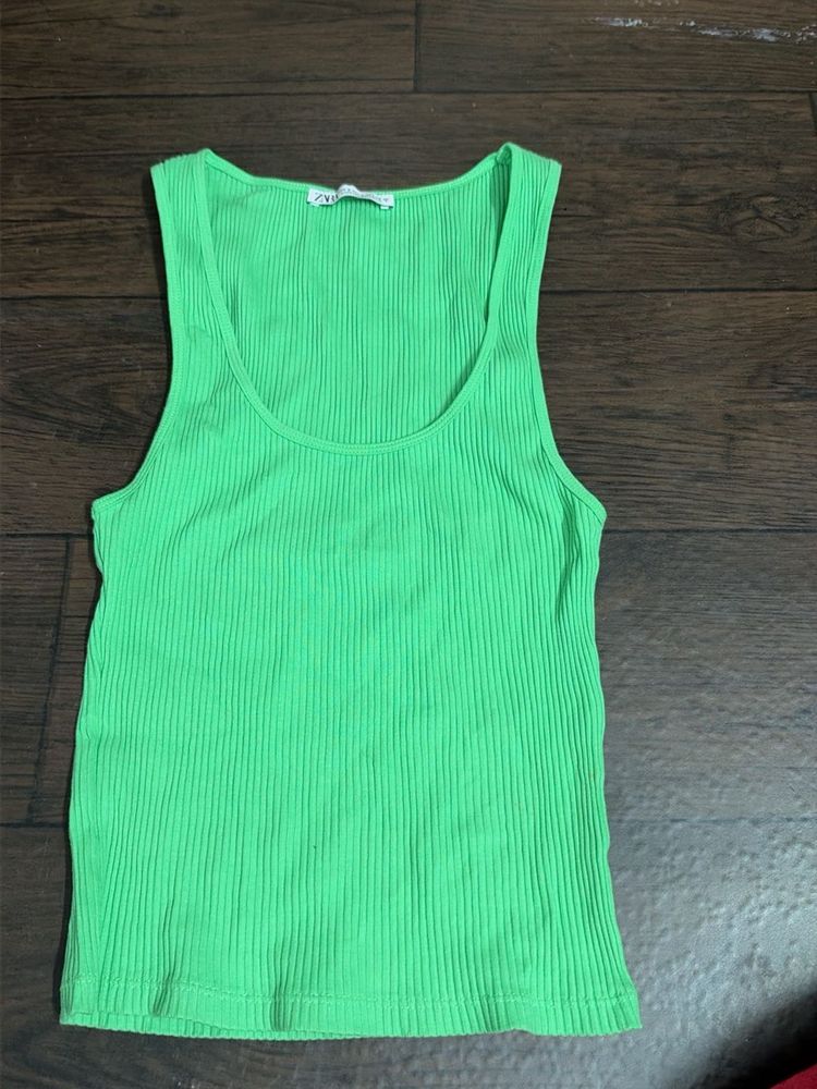 Ribbed Tank Top - Bright Green