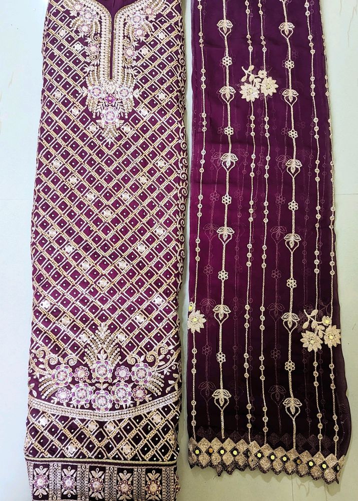 Beautiful Semi Stitched Suit Stones Work
