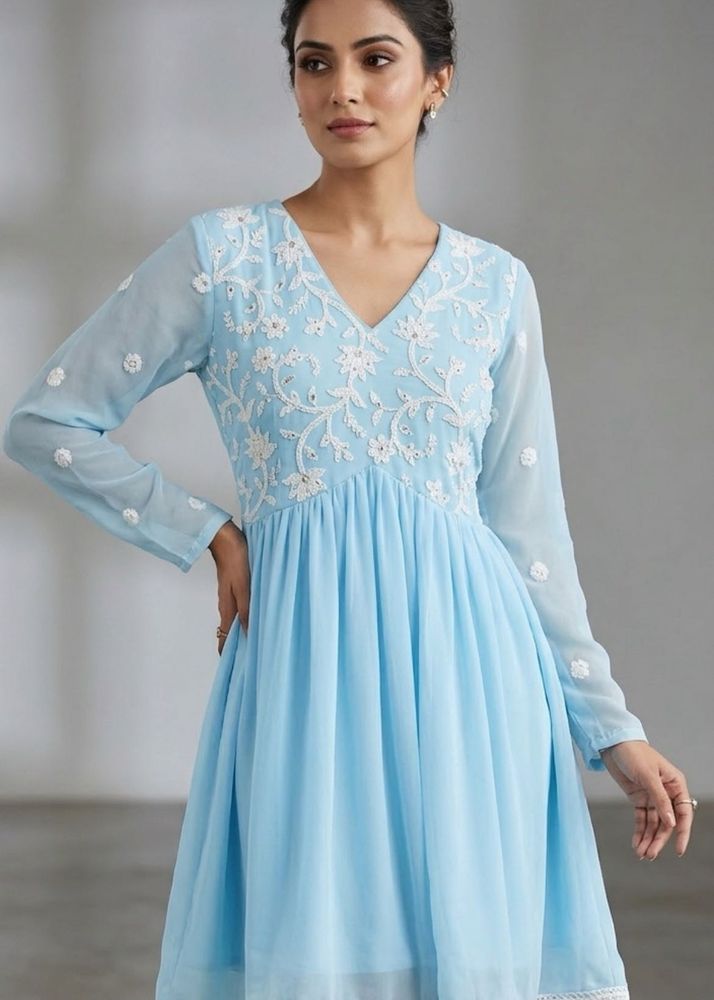 Elegant Blue Embroidered tunic