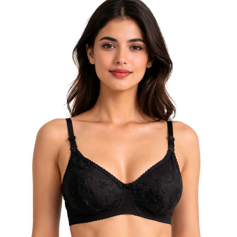 Floral Embroidery Everyday Cotton Bra