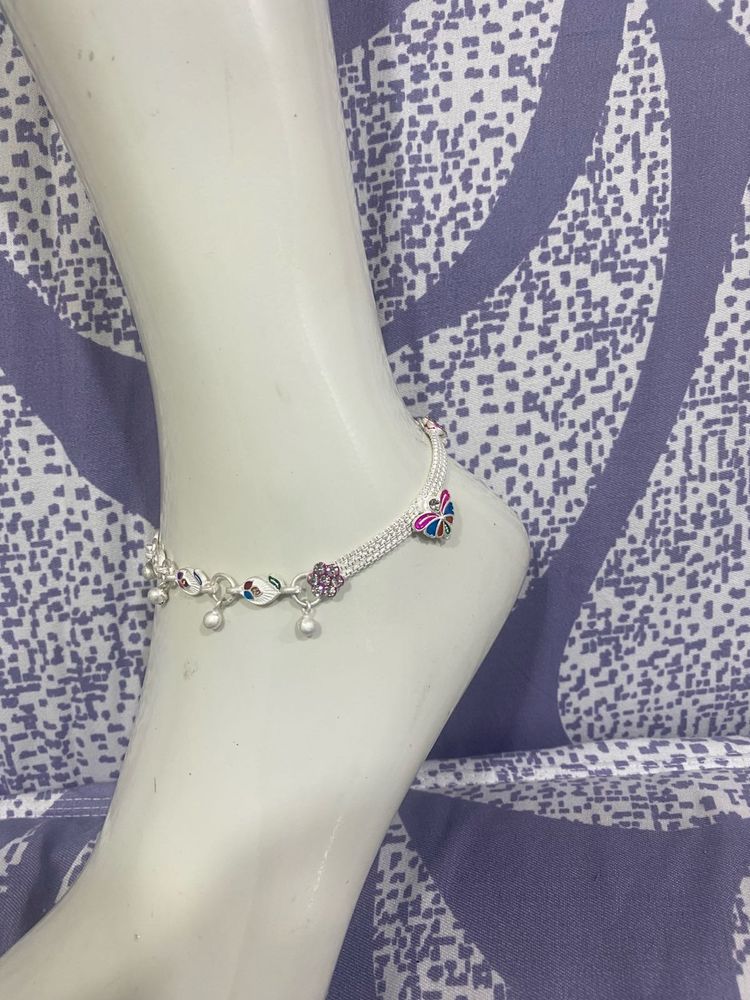 Silver Anklet with Tiny Bells