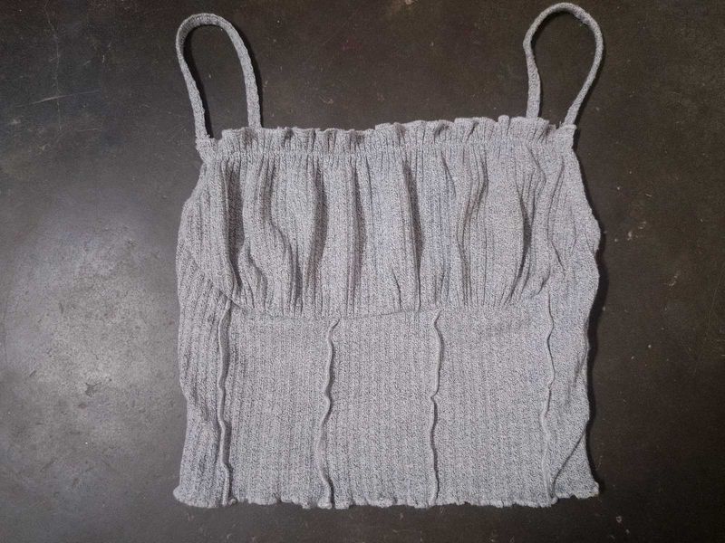 Grey Smocked Cami Top