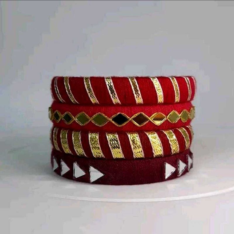 Red &amp; Gold Embellished Bangles❤️