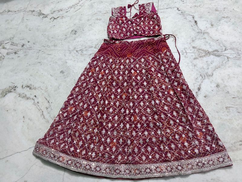 Maroon Sequined Lehenga Choli Set