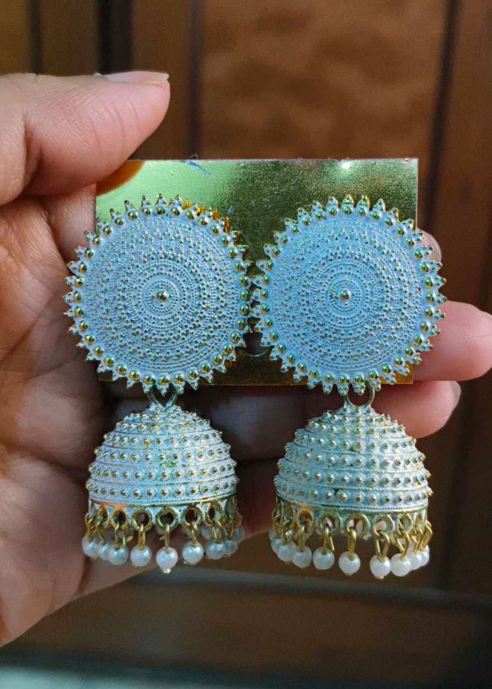Elegant Jhumka Earrings with Pearls