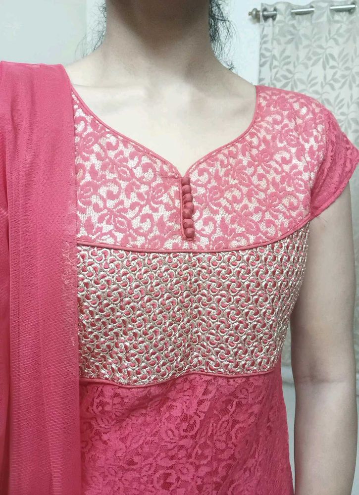 pink anarkali set
