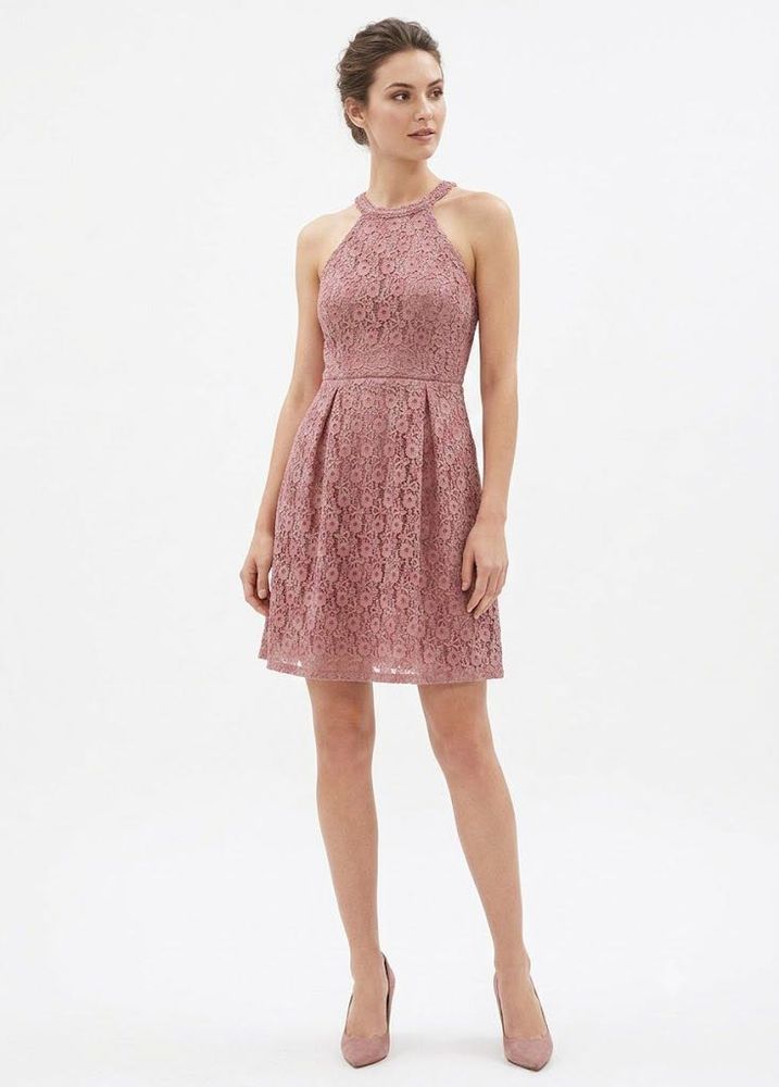 Chic Rose Lace Halter Dress