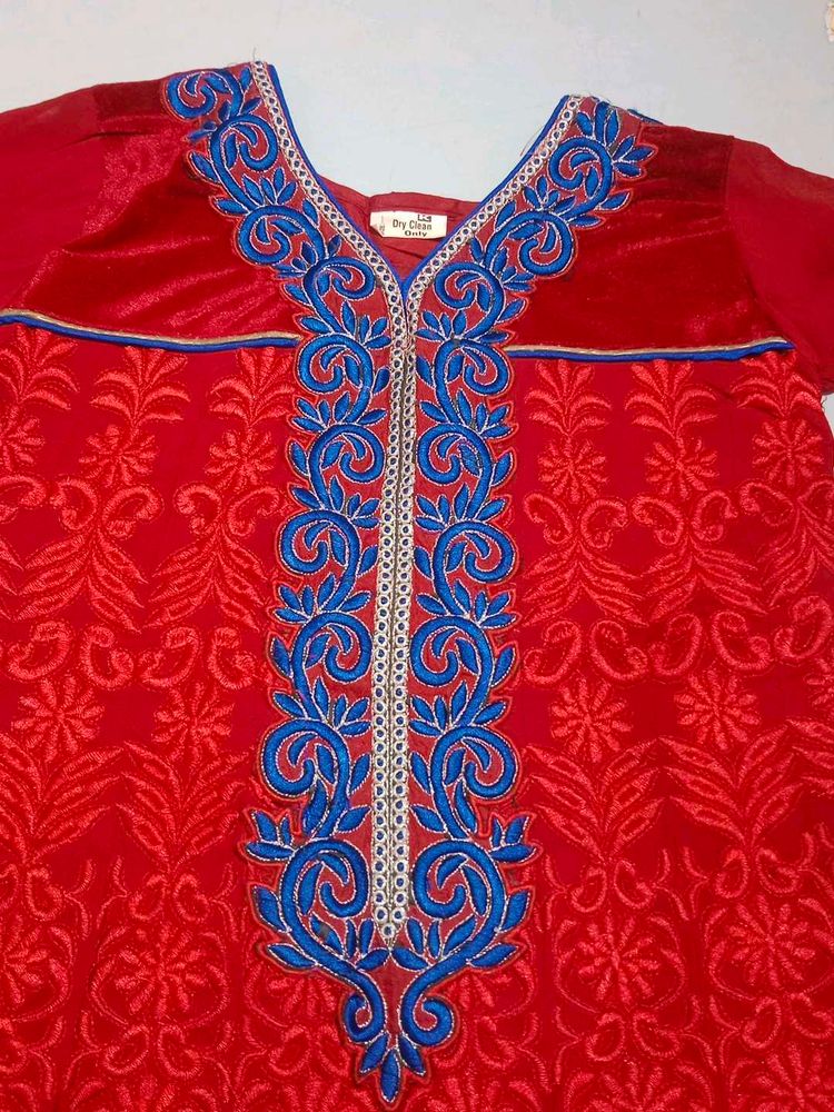 Maroon Embroidered Anarkali Suit