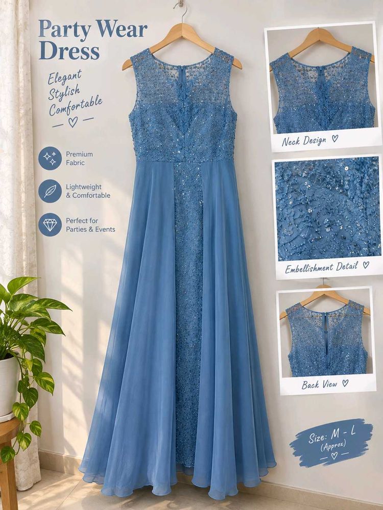 Elegant Blue Party Wear Dress