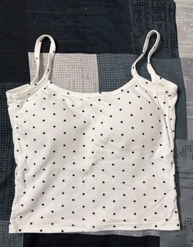 White Polka Dot Cami Top