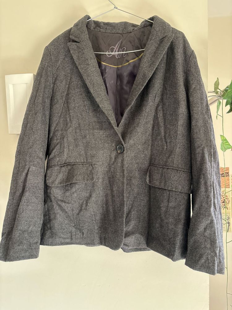 Classic Gray Wool Blend Blazer