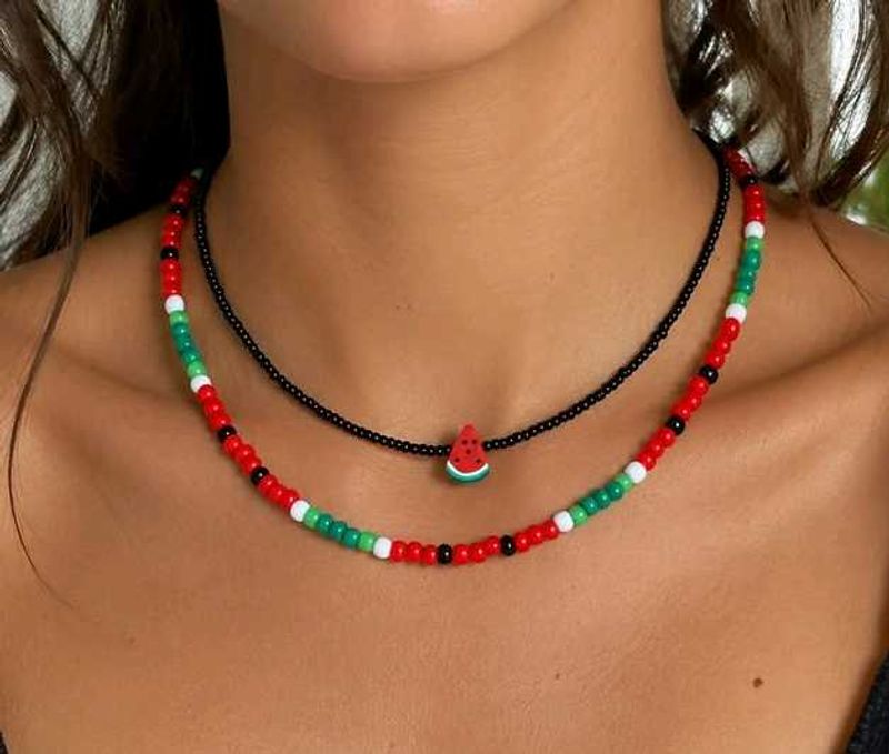 Watermelon Beaded Necklace Set