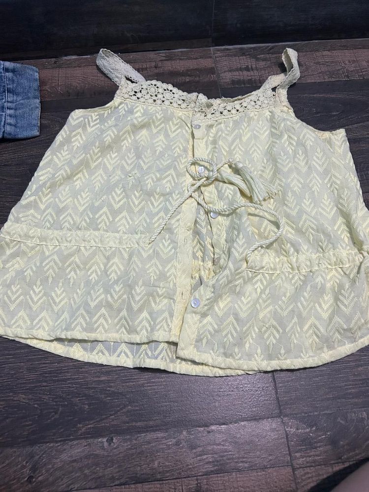 Cute Yellow Embroidered Top