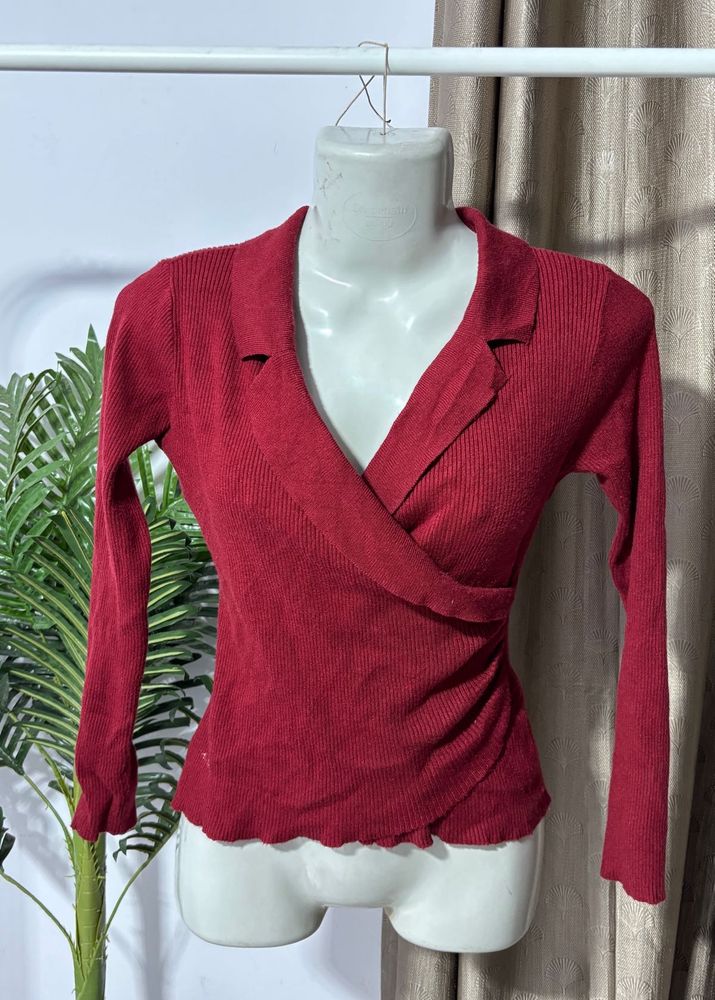 ❤️Wrap Style Maroon Sweater❤️