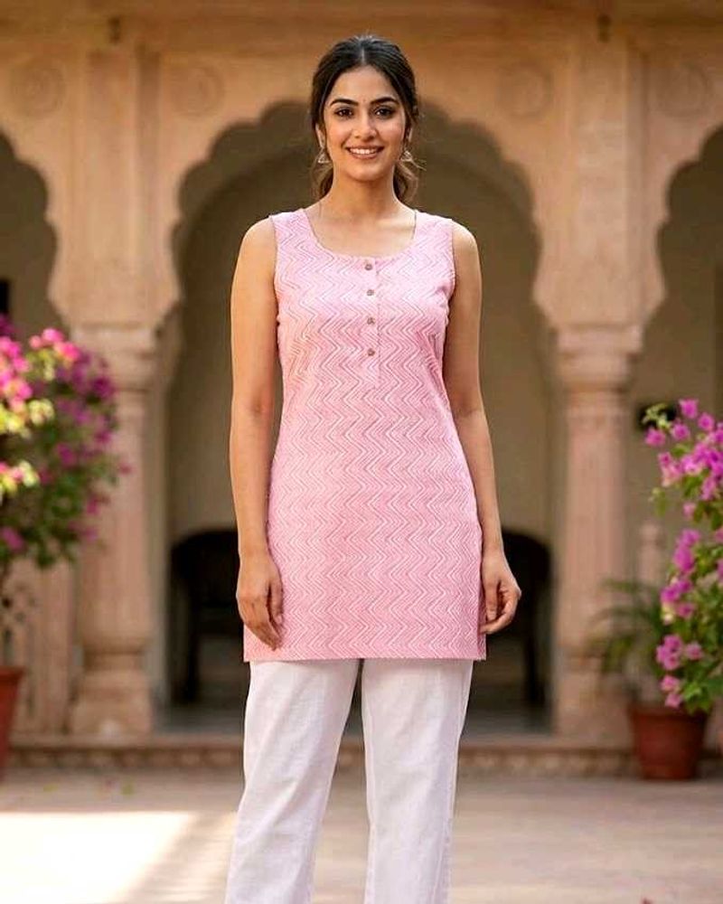 Chic Pink Chevron Kurta