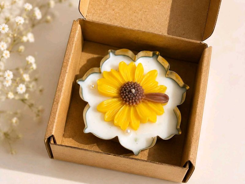 Sunflower Candle in Decorative Holder