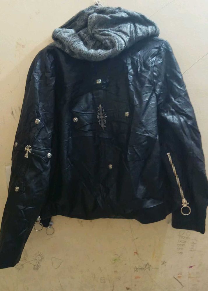 chrome hearts fake  Faux Leather Jacket