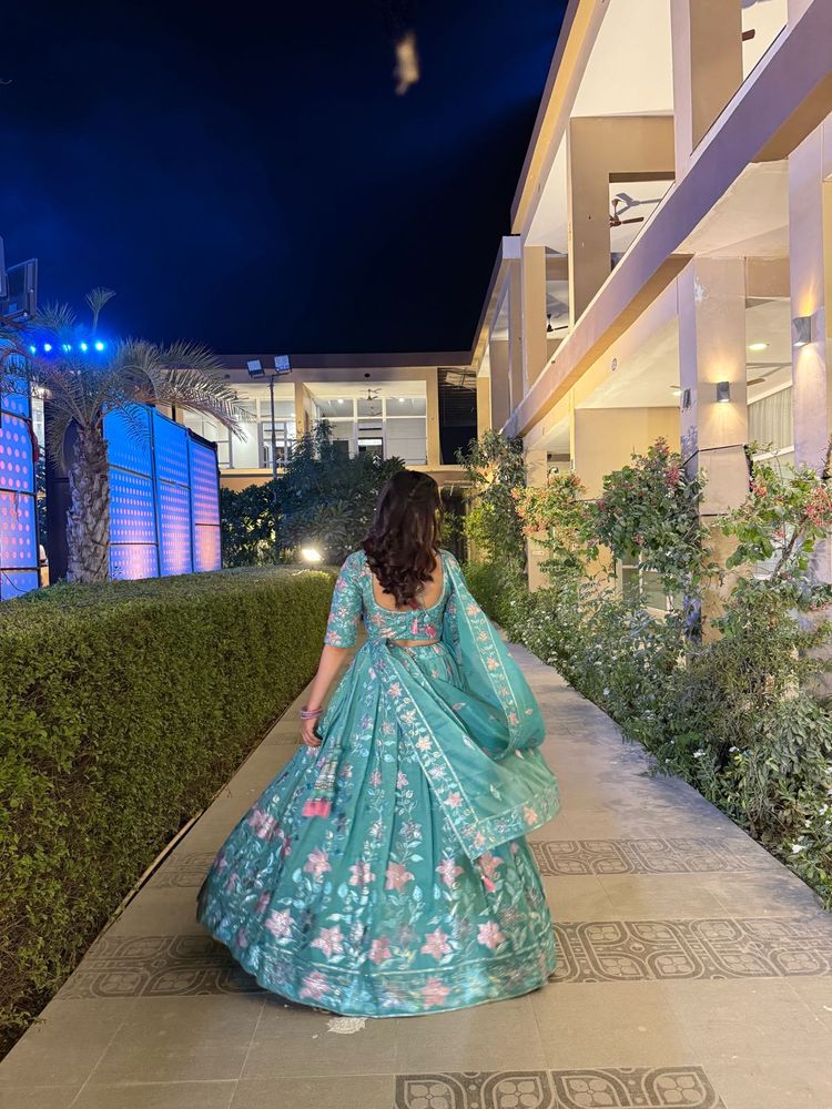 Beautiful Teal Floral Lehenga Choli