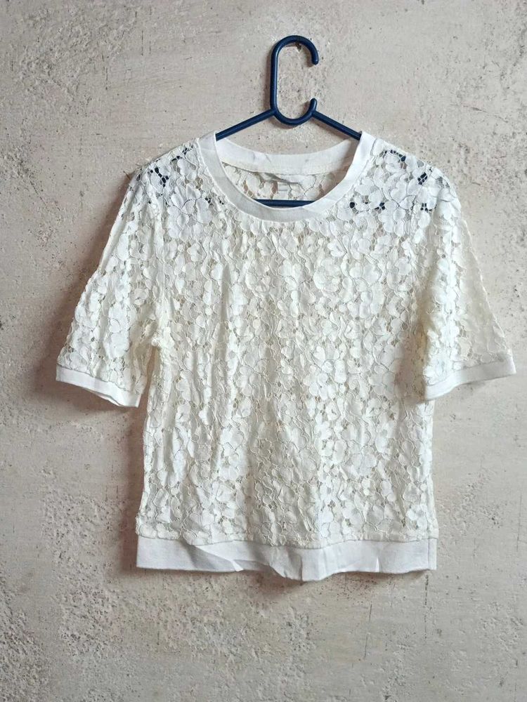 See-through Fashion Lace Top White