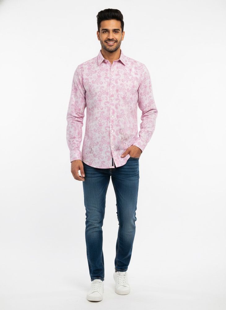Men's Paisley Print Button-Up Shirt