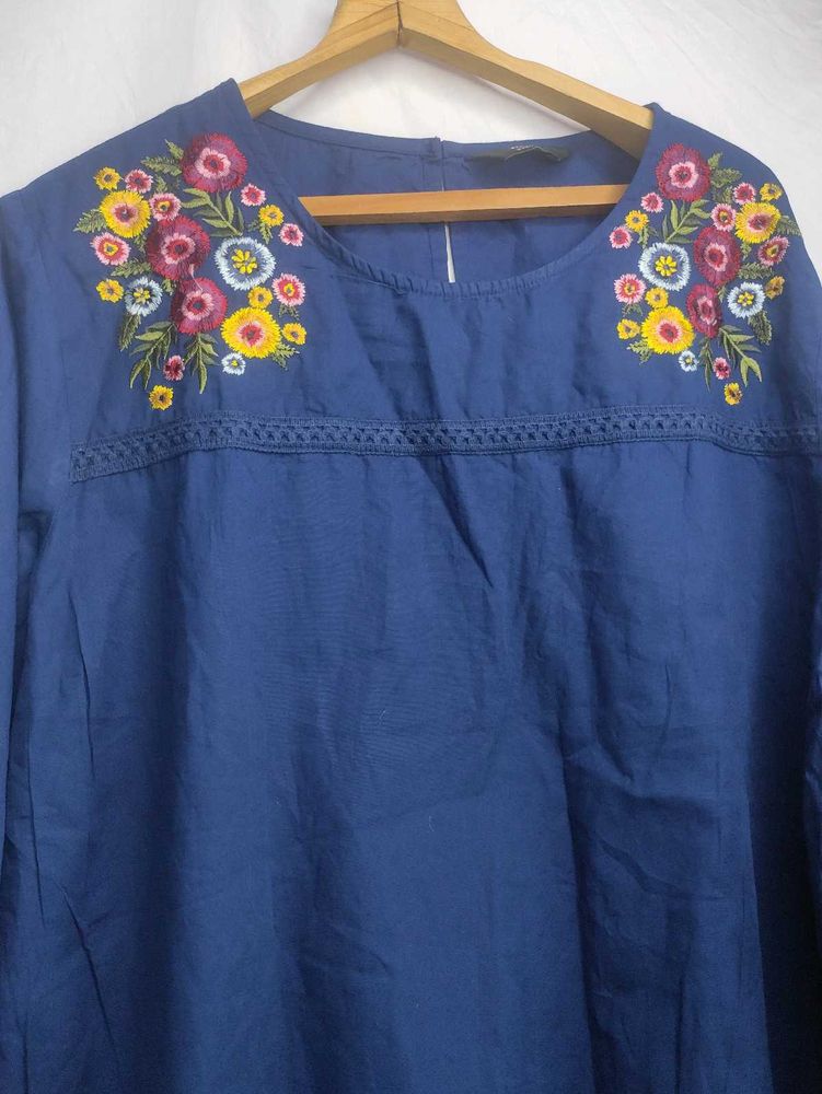Blue Embroidered Kurta Top LR-66