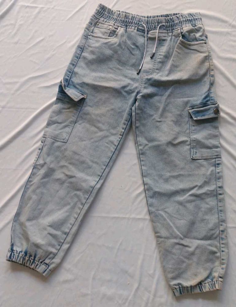 Light Wash Cargo Jeans